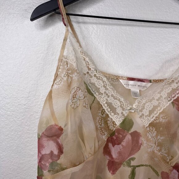 Avenue Body Babydoll Cami Women's Semi Sheer Lace Floral Multicolor Sz 18/20 - Picture 5 of 10